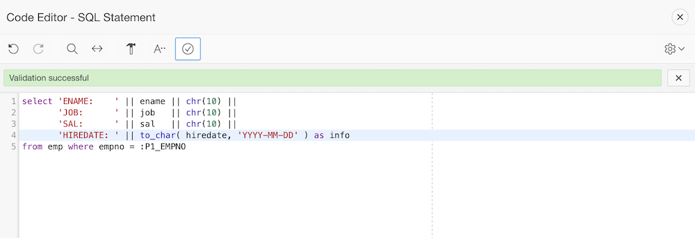 SQL query for your dynamic action