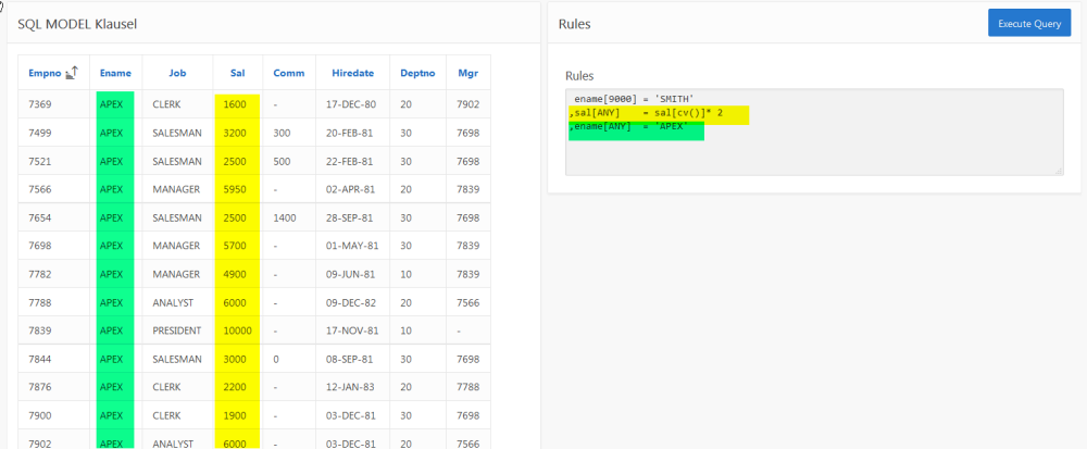 SQL MODEL-Klausel in APEX: Der Endanwender kann Formeln eingeben