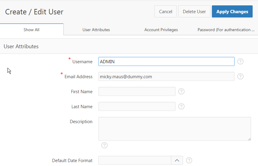 Hinterlegte Informationen zu einem APEX-User - 2