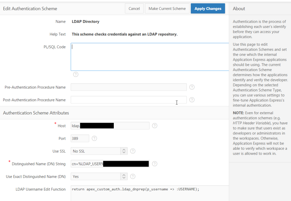 LDAP-Authentifizierung f&uuml;r APEX-Workspaces konfigurieren