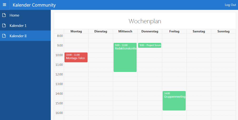 Das Ziel: Ein Wochenplan als jQuery Fullcalendar