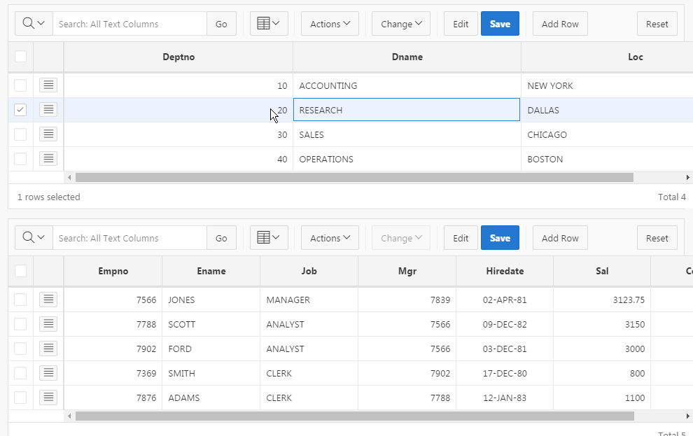Master Detail mit dem Interactive  Grid - in Aktion