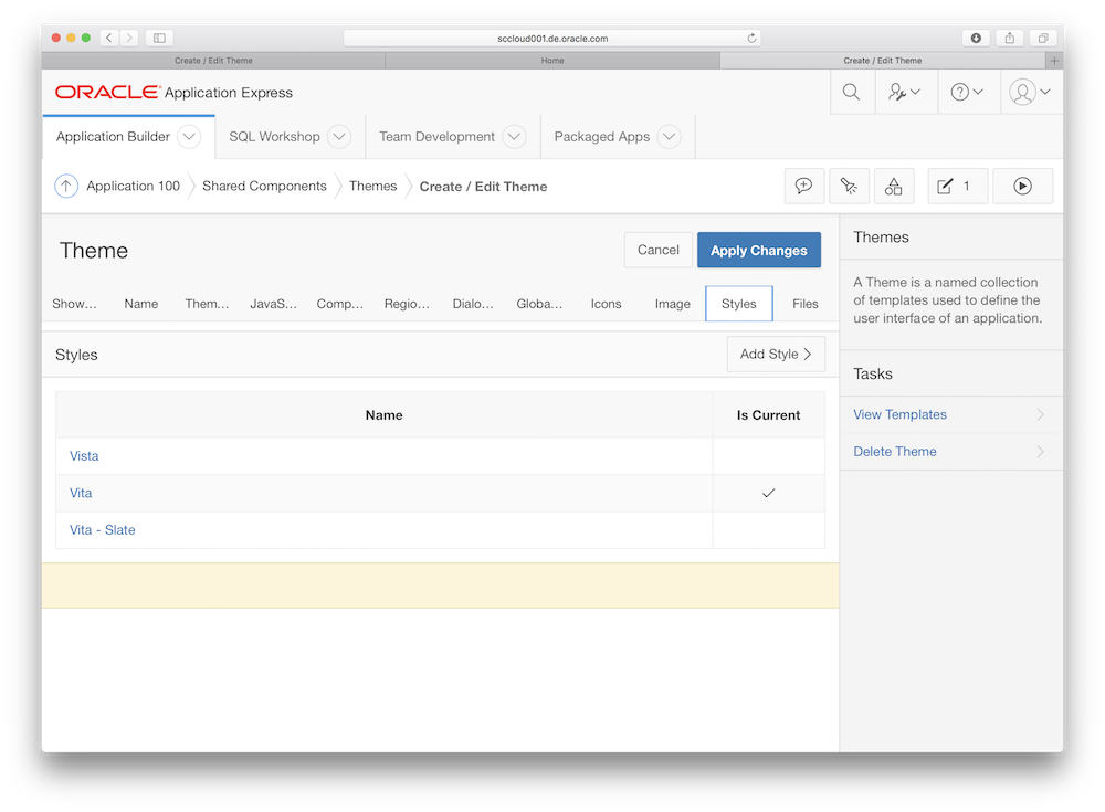 Theme Styles in Application Express 5.0