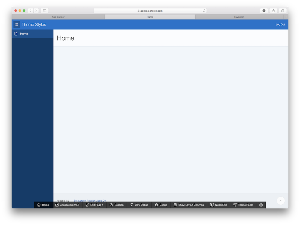 Testanwendung auf dem Application Express 5.1 Early Adopter