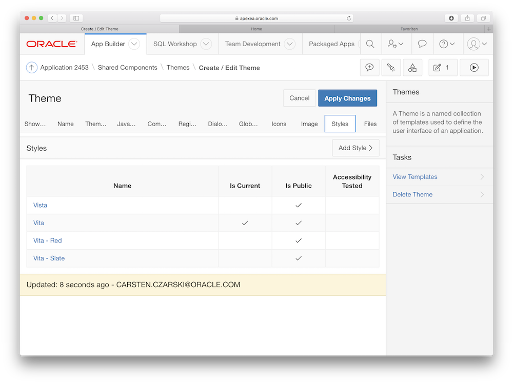 Vorhandene Theme Styles im Universal Theme