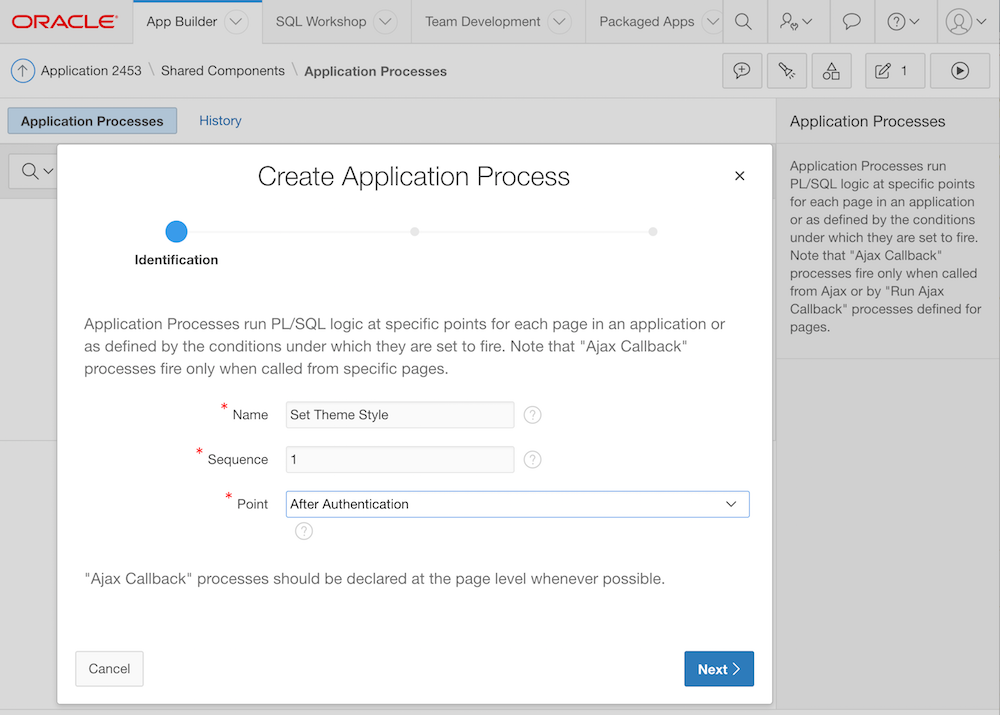 Erzeugen Sie einen neuen Anwendungsprozess "On New Instance"