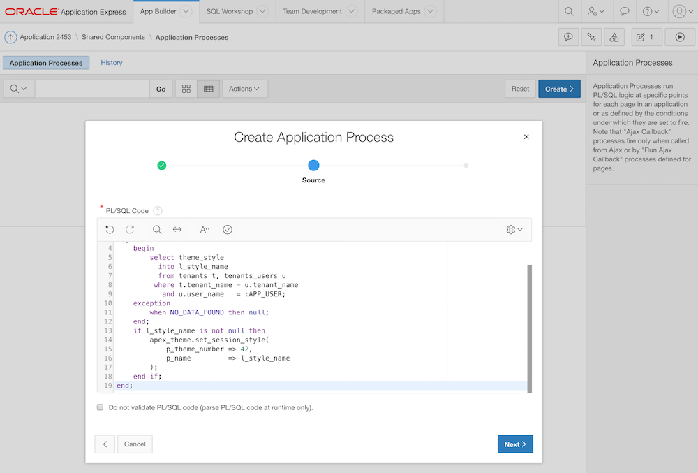 Theme Style wird mit PL/SQL als Application Process "On New Instance" gesetzt