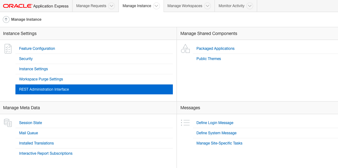 Workspace INTERNAL - Manage Instance