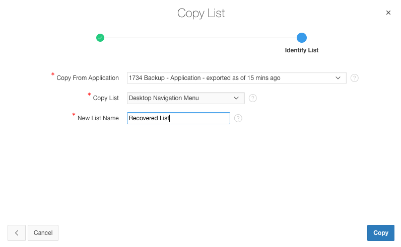 Create a component - as a copy from the flashback application - 2
