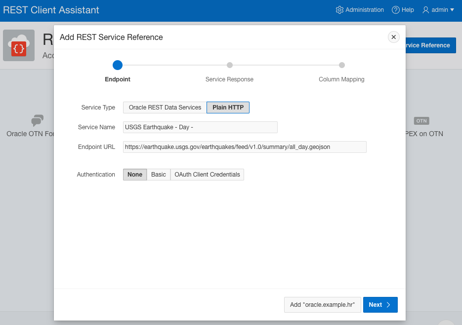 Create a new REST Service Reference within the REST Client Assistant
