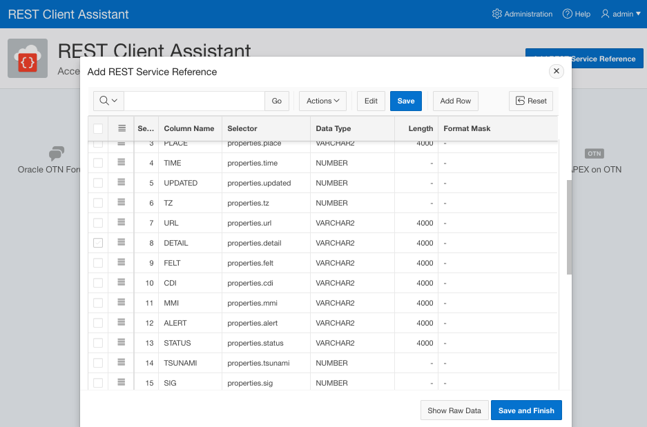 JSON attributes detected by REST Client Assistant