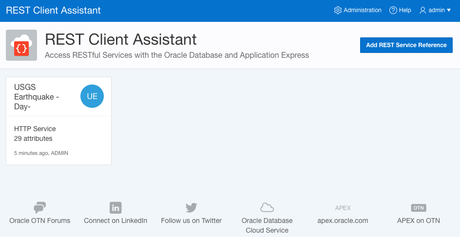 REST Client Assistant home page: We now have one REST service reference