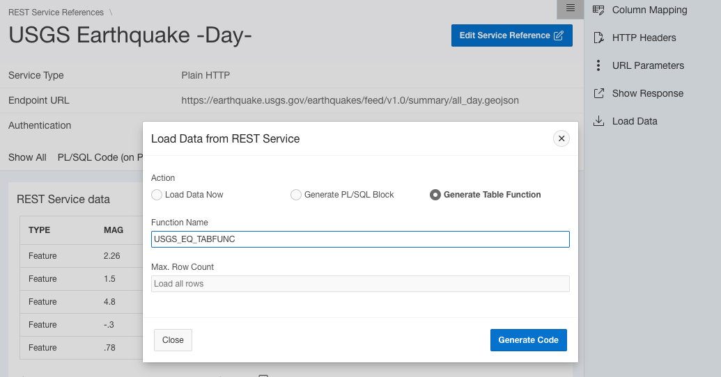 Load data from a REST service into a local table - with REST Client Assistant