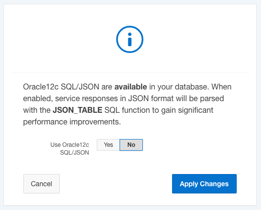 Enable or disable Oracle12c SQL/JSON functions