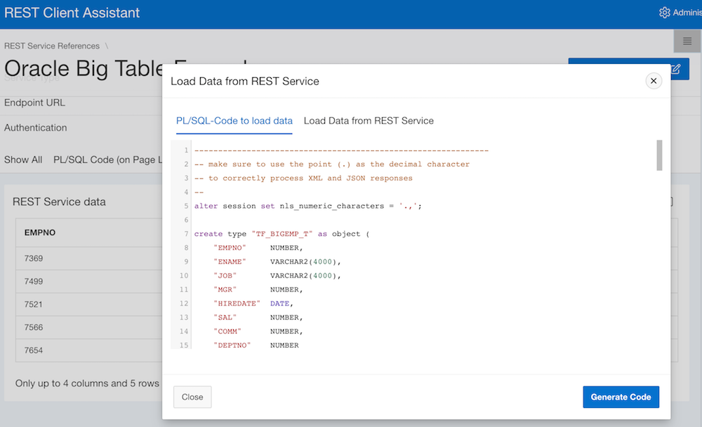 REST Client Assistant: Generate a table function fetching all REST service data