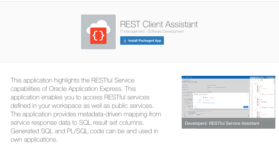 Packaged Application REST Client Assistant