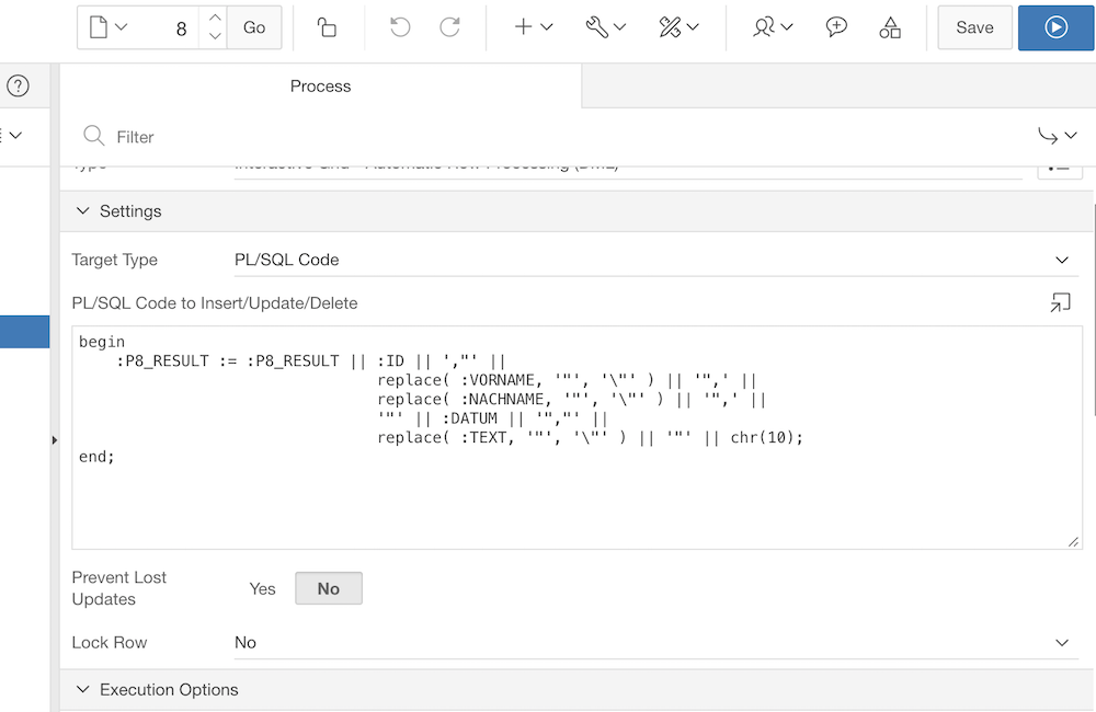 New Settings for the "Save Interactive Grid Data" process