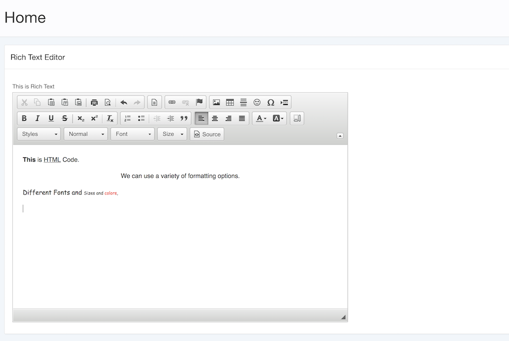 The Rich Text Editor item type in Application Express