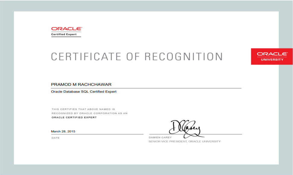 Oracle Certificate